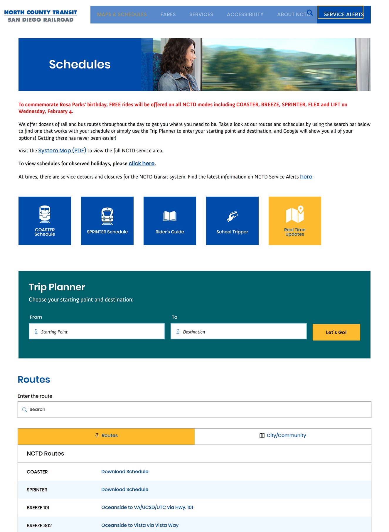 LIT Advertising Awards Winner - North County Transit District Website Redesign